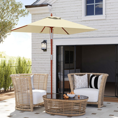 Outsunny Sombrilla De Jardín Rectangular 200x150x235 Cm Anti-uv Beige_4