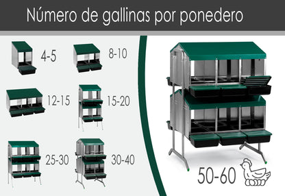Ponedero Para Gallinas Con Cajón Escamoteador - 12 Huecos_1