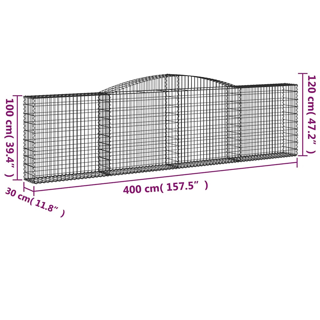 Cestas De Gaviones 8 Uds Forma De Arco Hierro 400x30x100/120 Cm_5