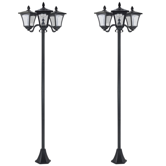 Farolas Solares Outsunny Plástico, Acero Inoxidable Negro 51.5x47x182.5 Cm_0