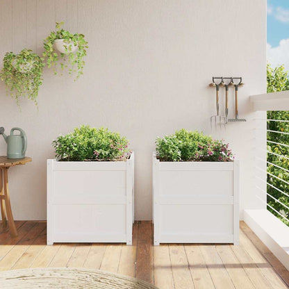 Jardineras De Exterior 2 Unidades Madera Maciza De Pino Blanco_2