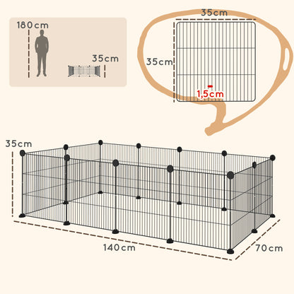 Pawhut Valla Metálica Para Mascotas Con 12 Paneles Diseño Diy 140x70x35 Cm Negro_2