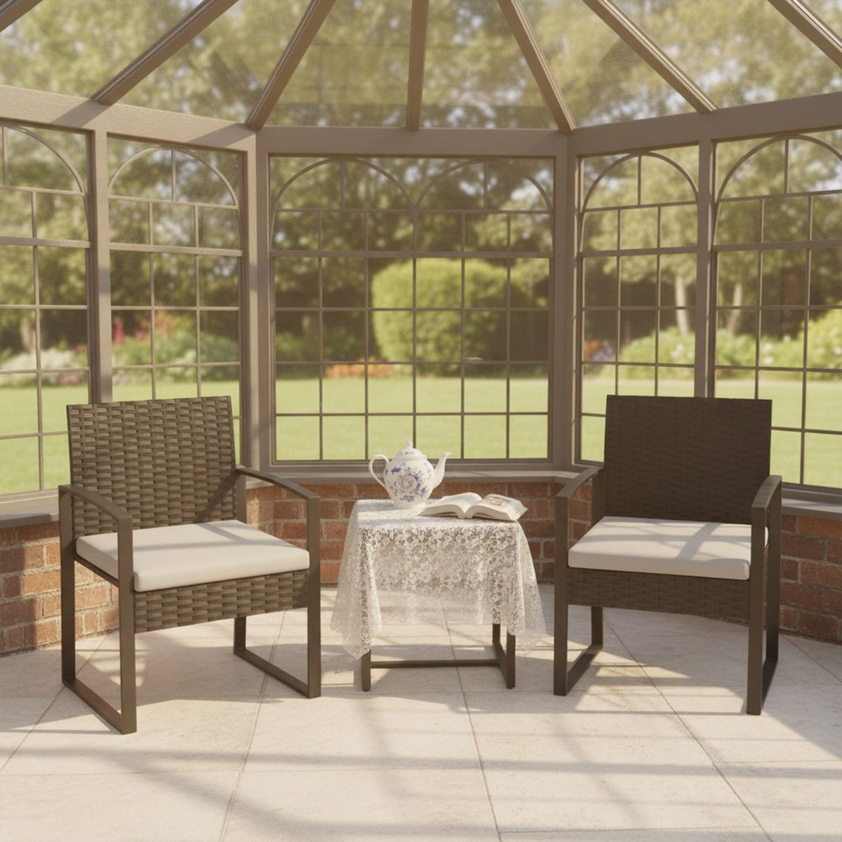 Conjunto De Jardín Outsunny Acero, Pe Gris Claro 58x55x76 Cm_4
