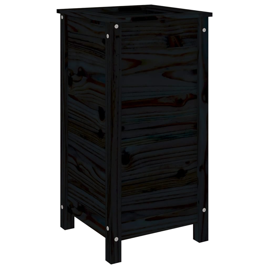 Jardinera Madera Maciza De Pino Negro 40x40x78 Cm_0