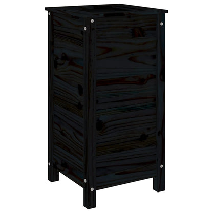 Jardinera Madera Maciza De Pino Negro 40x40x78 Cm_0