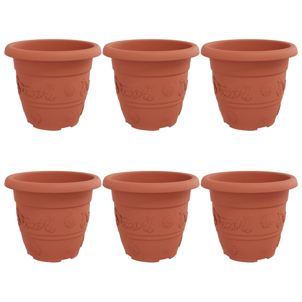 Maceta Redonda Para Flores 6 Pcs Rojo Ladrillo Ø 30 X 25 Cm_0