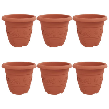 Maceta Redonda Para Flores 6 Pcs Rojo Ladrillo Ø 30 X 25 Cm_0