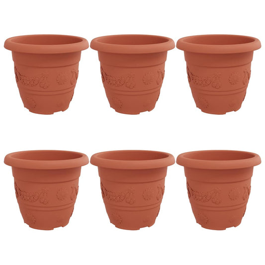 Maceta Redonda Para Flores 6 Pcs Rojo Ladrillo Ø 30 X 25 Cm_0