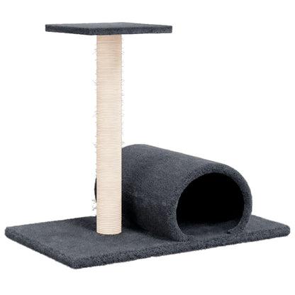 Poste Rascador Para Gatos Con Túnel Gris Oscuro 60x34,5x50 Cm_0