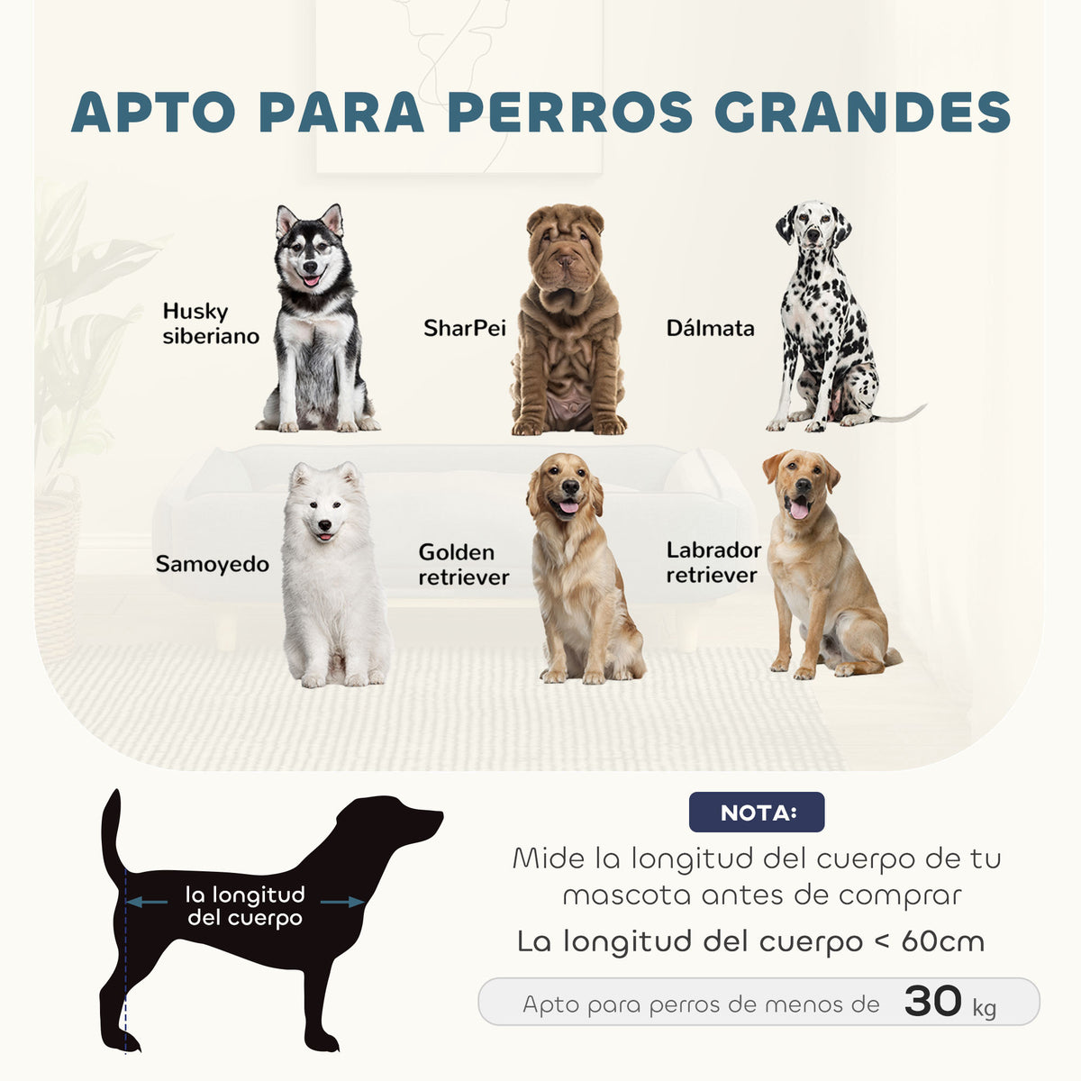 Pawhut Sofá Para Perros Grandes Con Cojín Lavables 96x66x24 Cm Azul_3