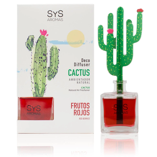 Ambientador Difusor Cactus Frutos Rojos Deco Diffuser SYS Aromas 90 ml | Aroma Afrutado y Dulce | Energizante_0