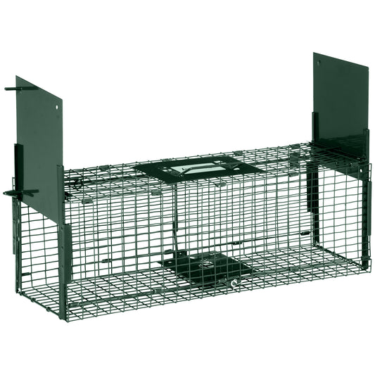 Outsunny Trampa Para Animales Vivos 60x18x20 Cm Con 2 Puertas Verde_0