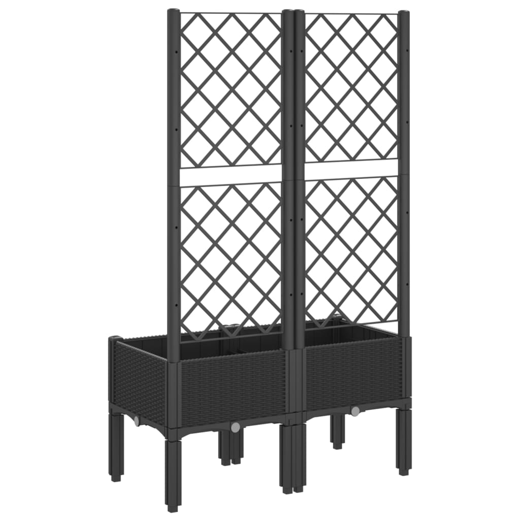 Jardinera Con Enrejado Pp Negro 80x40x142 Cm_4