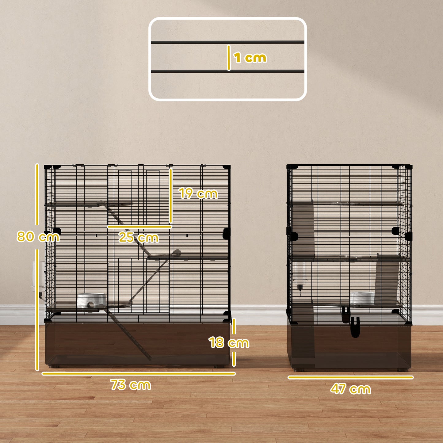 Pawhut Jaula Para Hurones De 4 Niveles Con Bandeja Inferior 73x47x80 Cm Negro_2