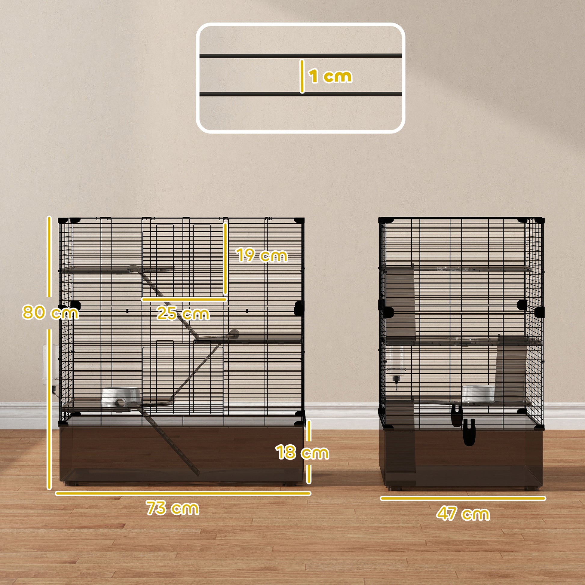 Pawhut Jaula Para Hurones De 4 Niveles Con Bandeja Inferior 73x47x80 Cm Negro_2