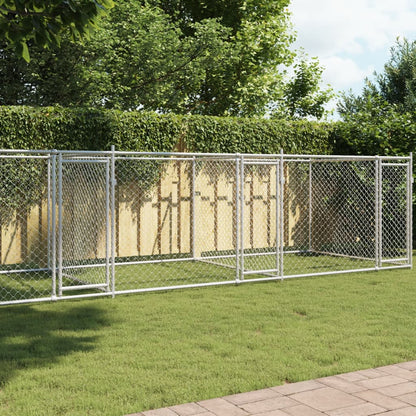 Jaula De Perros Con Puertas Acero Galvanizado Gris 8x2x1,5 M_1