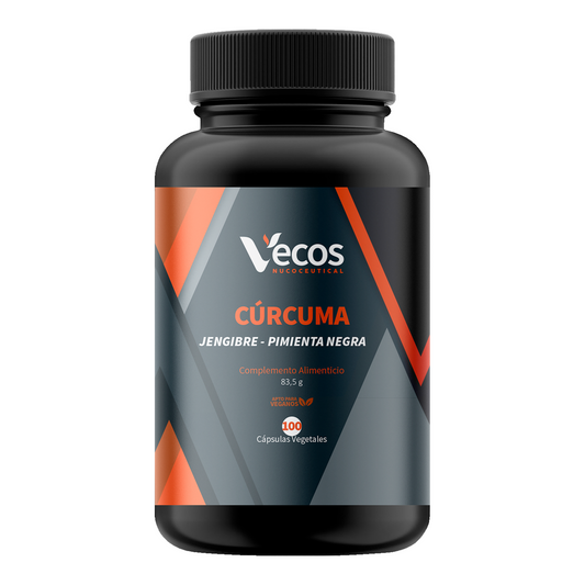 Cúrcuma 600 Mg + Jengibre Vecos 100 Cápsulas | Digestión, Articulaciones Y Absorción Mejorada | Con Piperina_0