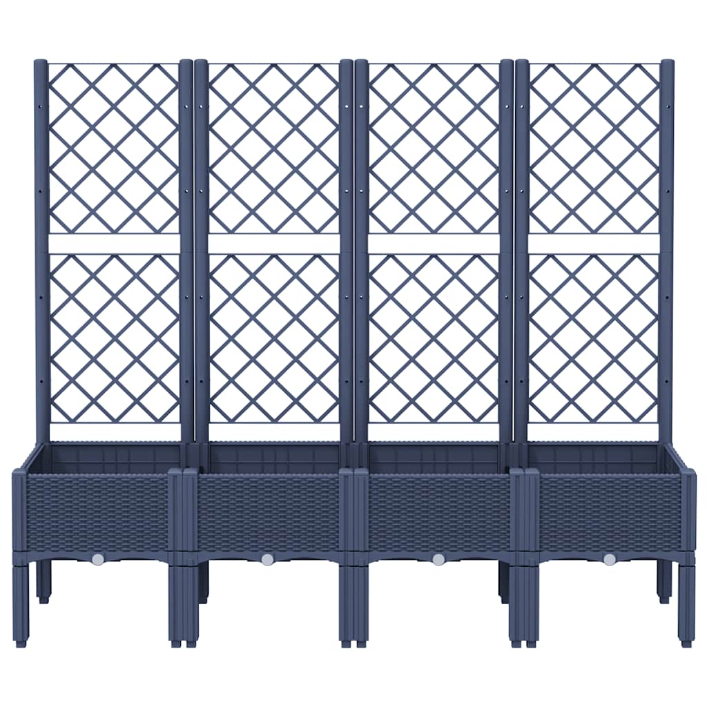 Jardinera Con Enrejado Pp Azul Gris 160x40x142 Cm_2