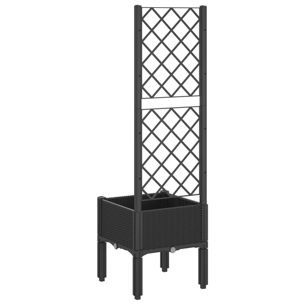 Jardinera Con Enrejado Pp Negro 40x40x142 Cm_4