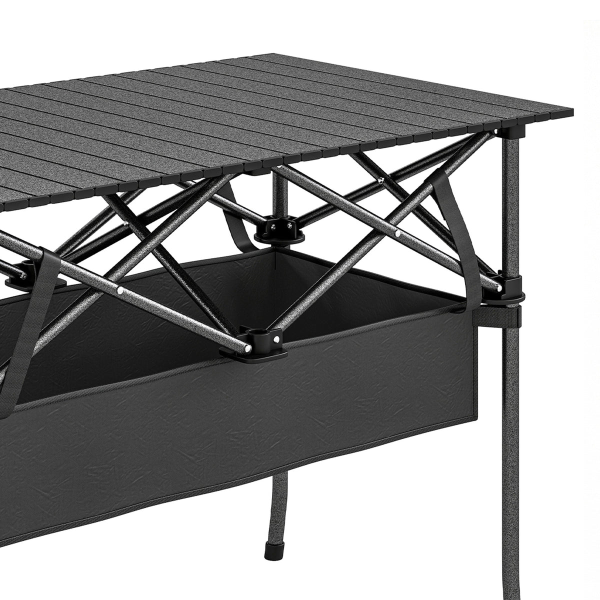 Mesa De Camping Outsunny Aluminio, Metal Negro 93x55x68 Cm_4