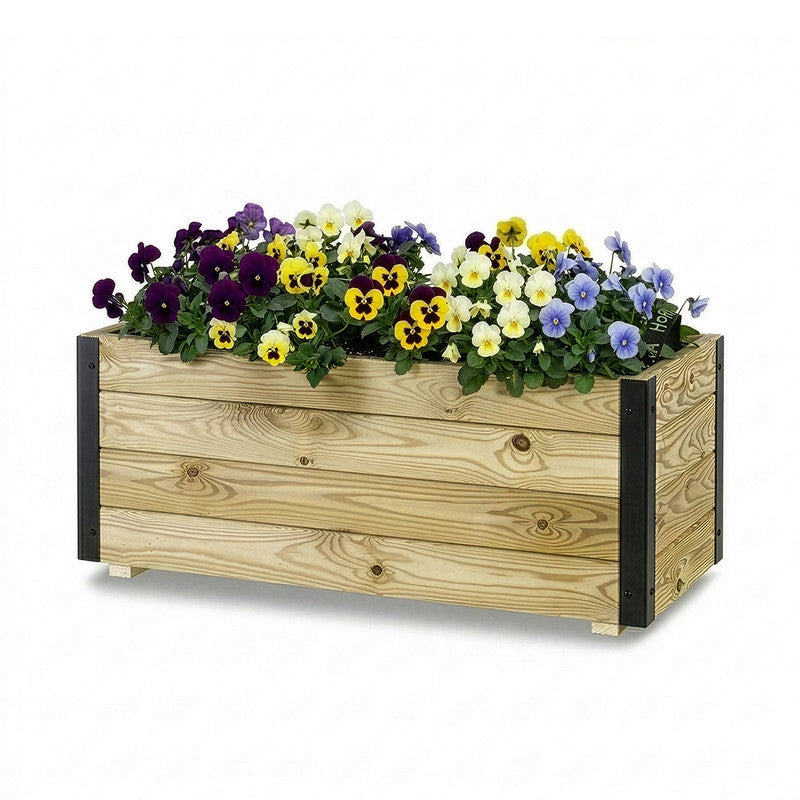 Jardinera Exterior De Madera Con Refuerzo De Aluminio Ghio Al Hortalia 90x40x40 Cm_0
