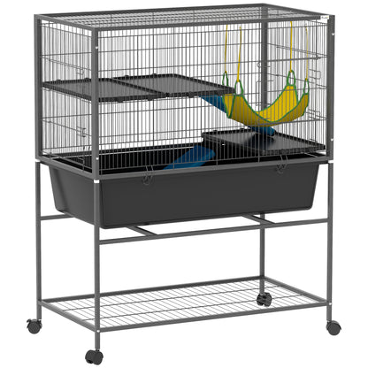 Pawhut Jaula Para Animales Pequeños De 3 Niveles 88x48x102 Cm Gris Oscuro_0