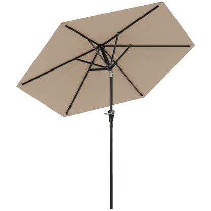 Outsunny Sombrilla De Jardín Ø230x216 Cm Con Techo Basculante Impermeable Caqui_0