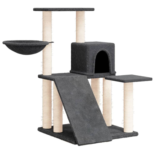 Rascador Para Gatos Con Postes De Sisal Gris Oscuro 82 Cm_0