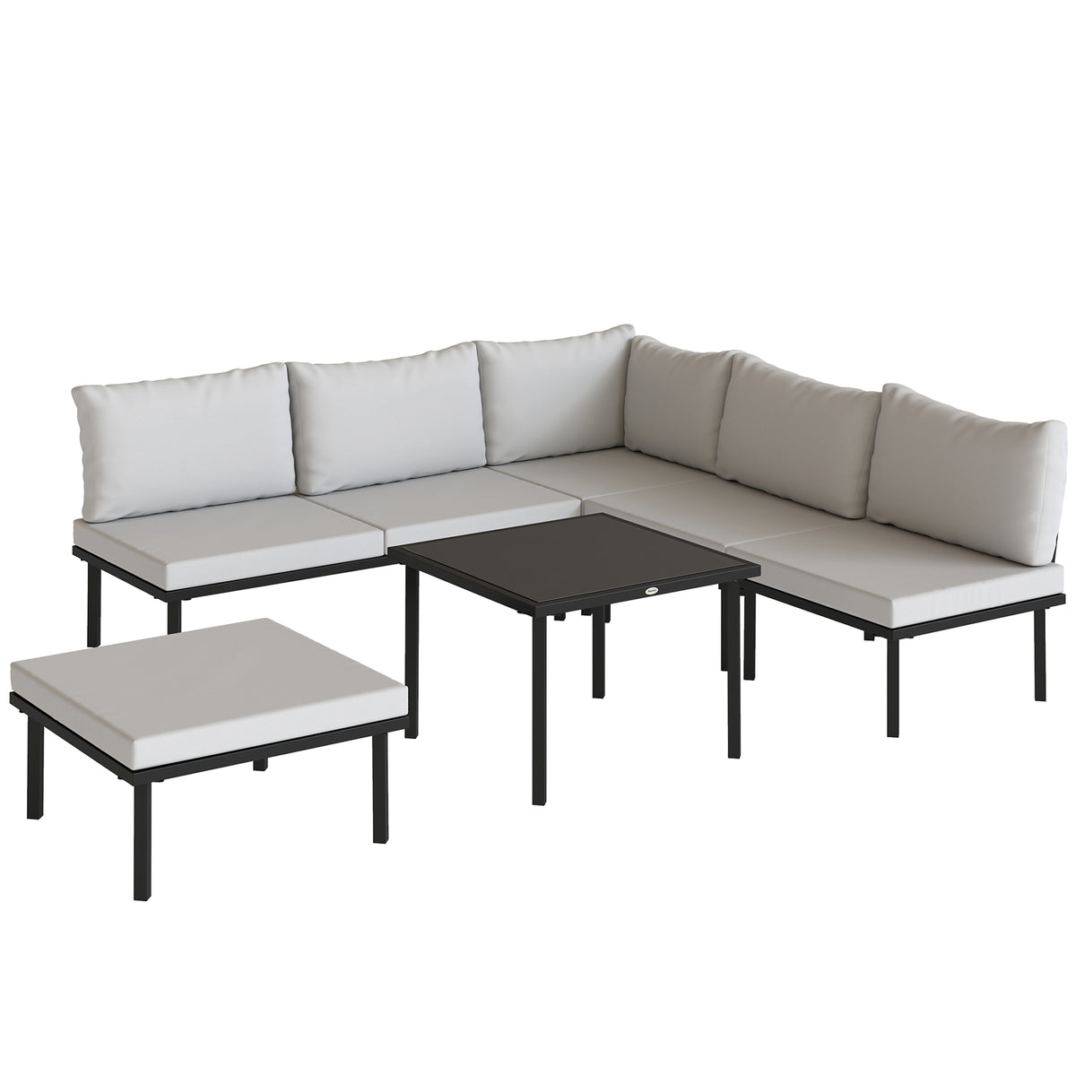 Outsunny Conjunto De Jardín Exterior 6 Piezas En Forma De L Cojines Gris Claro_0
