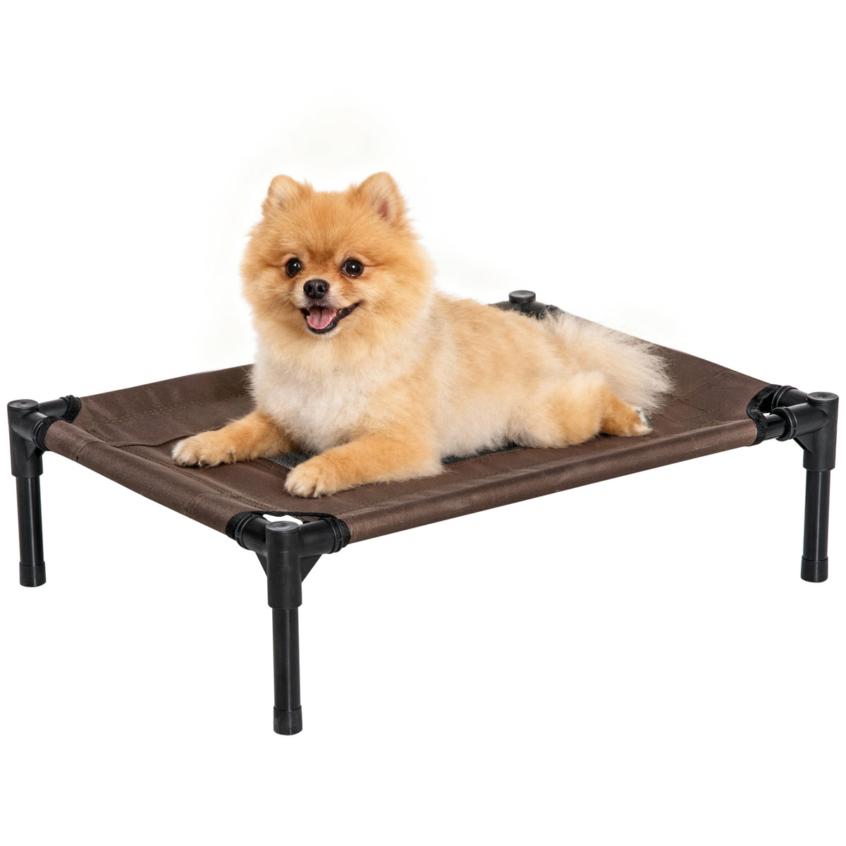Pawhut Cama Elevada Perros Con Malla Transpirable Tela Oxford 61x46x18 Cm Marrón_0