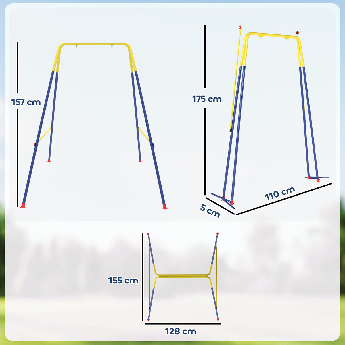 Aiyaplay Estructura De Columpio Infantil Plegable 2 Ganchos Carga 50 Kg Azul_2