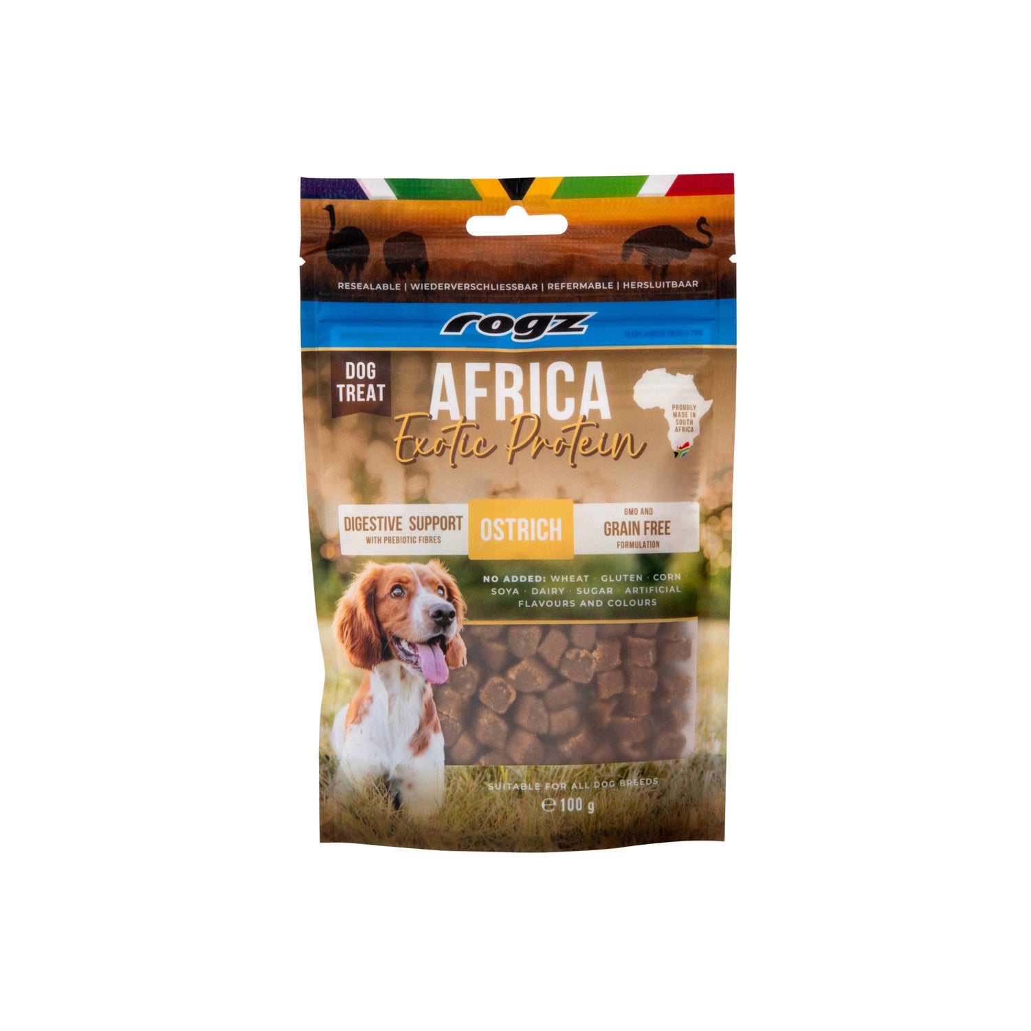 Rogz Snack Digestivo Para Perros De Avestruz 6x100g Con Prebióticos_2