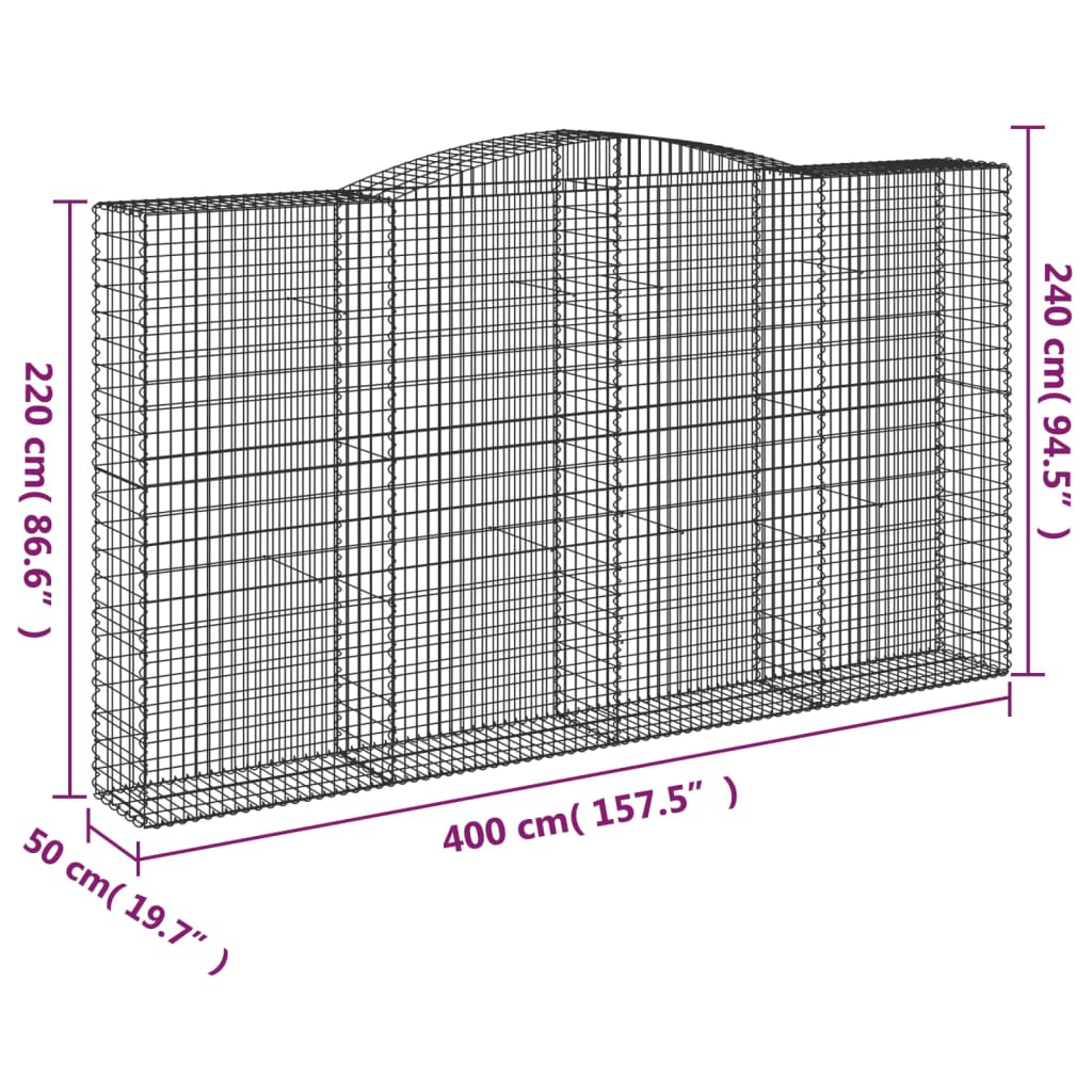 Cestas De Gaviones 7 Uds Forma De Arco Hierro 400x50x220/240 Cm_5