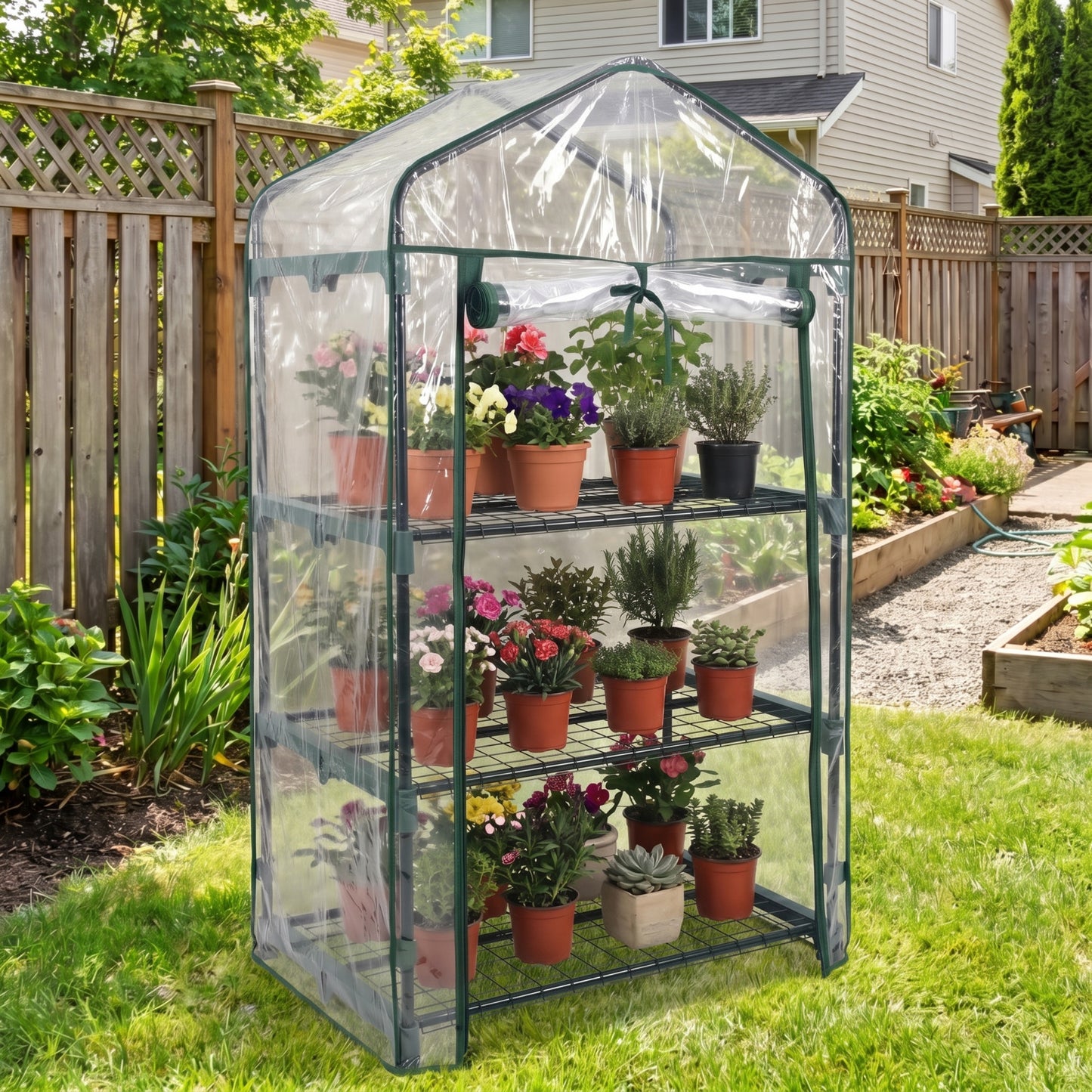 Invernadero Jardín 3 Alturas Pvc Impermeable Nyana Garden Acero Resistente Ideal Invierno_5
