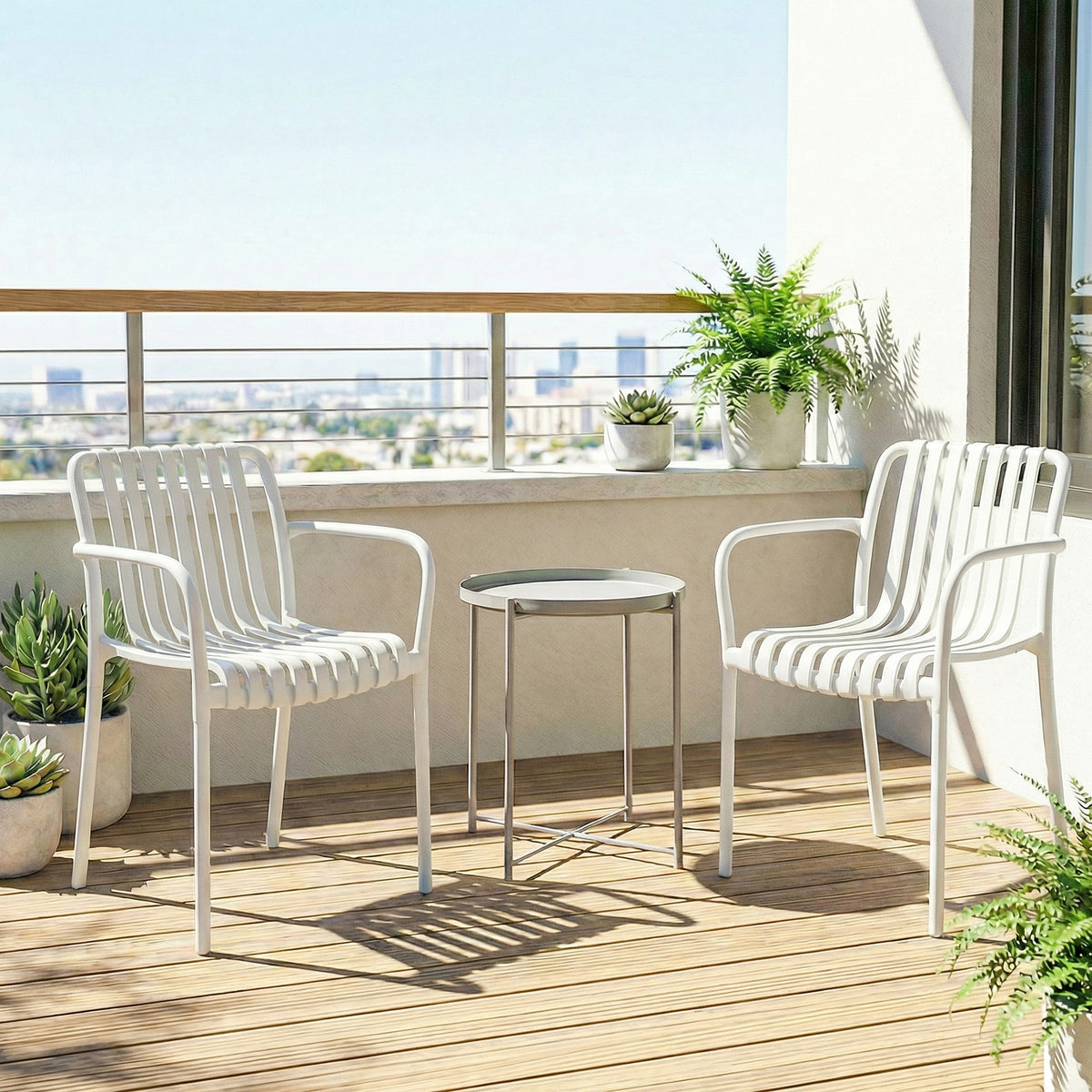 Sillas De Jardín Outsunny Pp Blanco 55x58.5x81.5 Cm_4