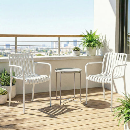 Sillas De Jardín Outsunny Pp Blanco 55x58.5x81.5 Cm_4
