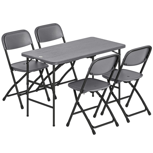 Conjunto De Jardín Outsunny Acero, Hdpe Gris Oscuro 118x60x74 Cm_0