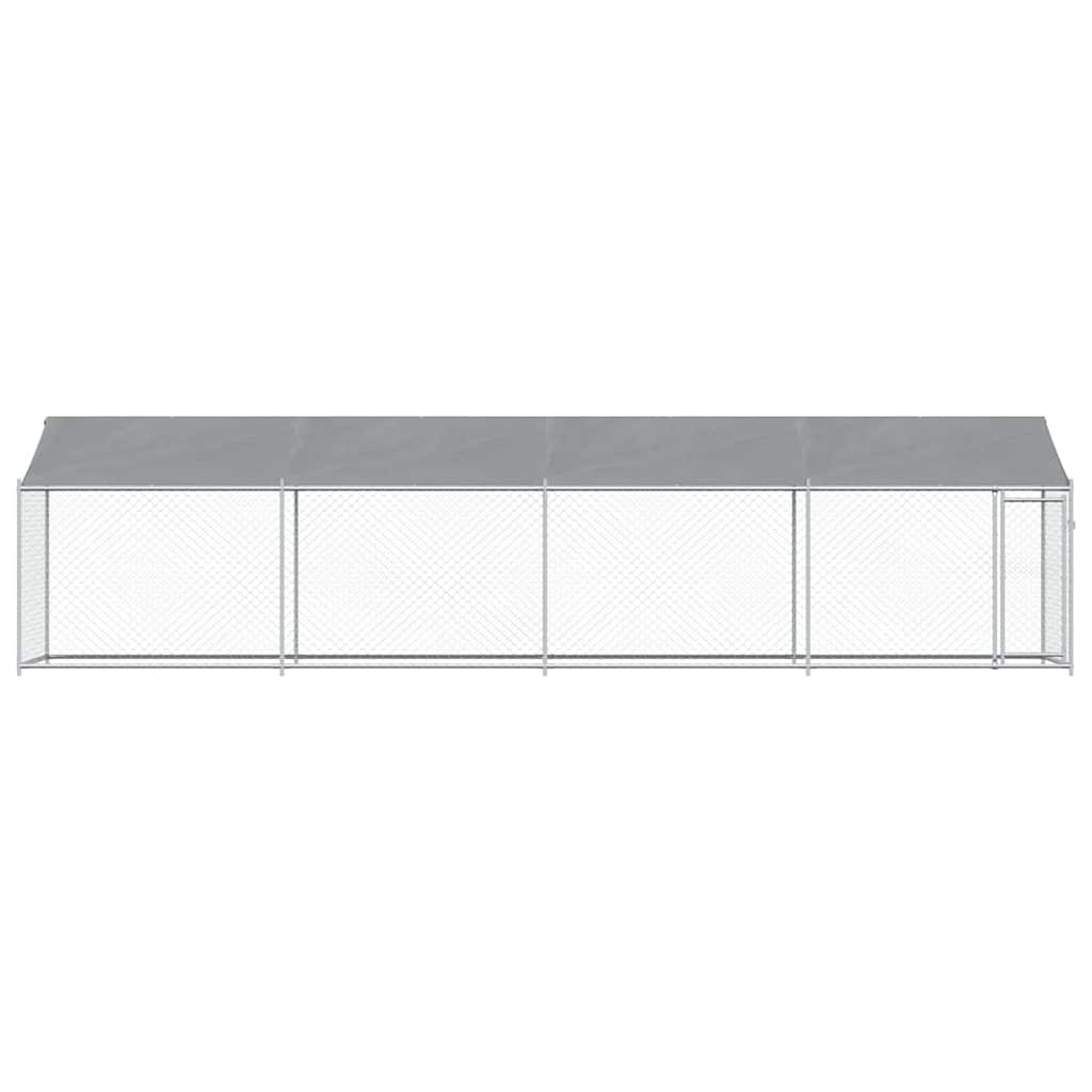 Jaula De Perros Techo Y Puerta Acero Galvanizado Gris 8x2x2 M_3