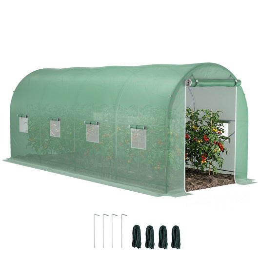 Invernadero De Túnel Outsunny Pe, Metal Verde 500x200x205 Cm_0