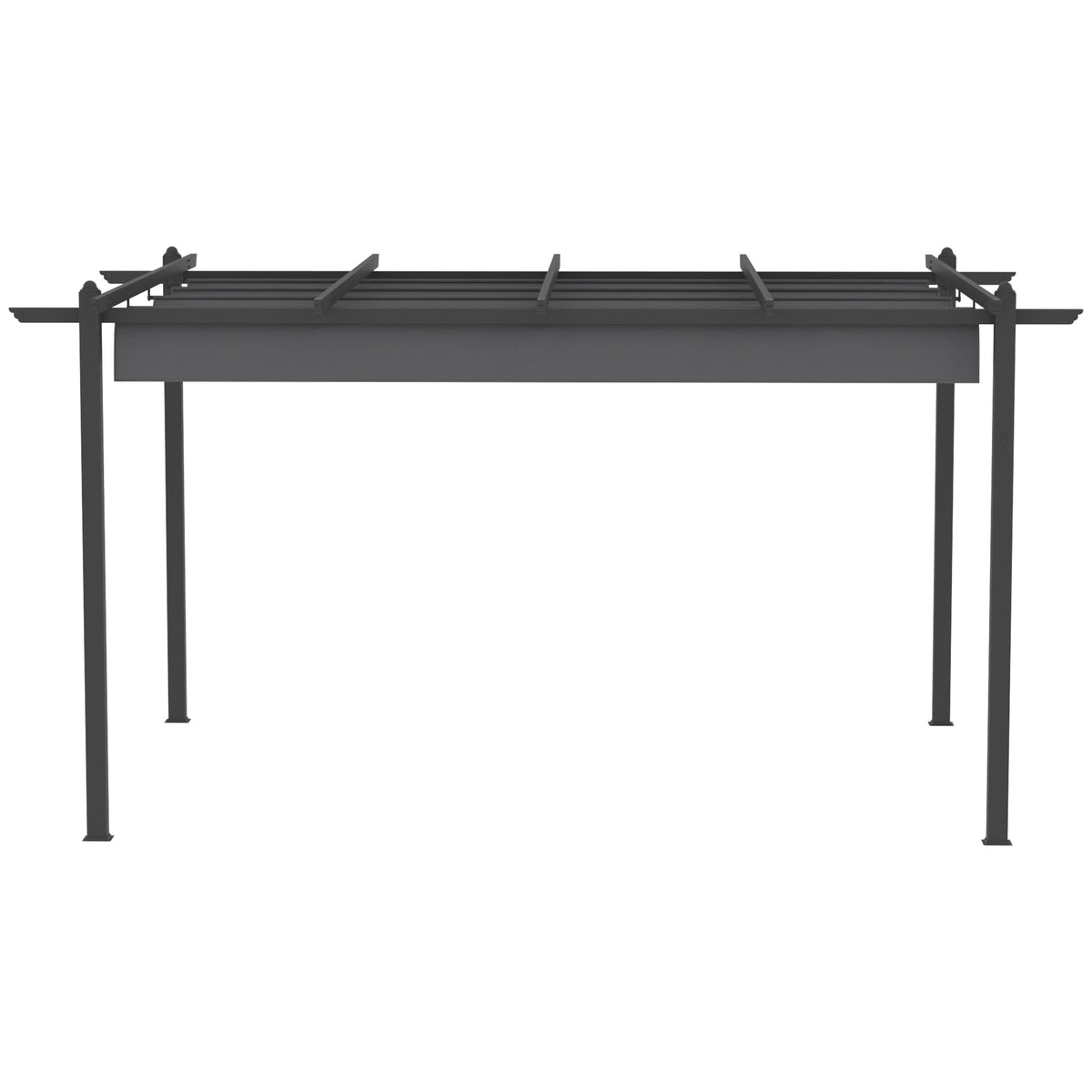 Outsunny Pérgola De Jardín 4x3 M Con Techo Retráctil Y Marco De Aluminio Gris_4