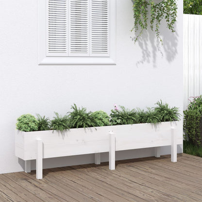 Arriate Elevado De Jardín Madera Maciza Pino Blanco 160x30x38cm_1