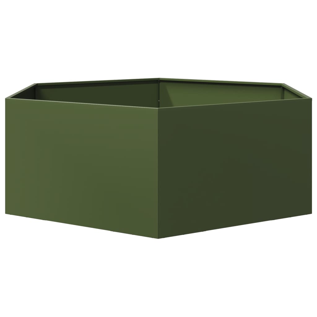 Jardinera Hexagonal De Acero Verde Oliva 138x120x45 Cm_3