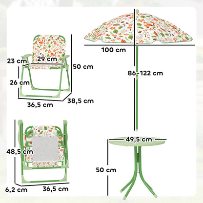 Aiyaplay Conjunto De Mesa Y Sillas Infantil De Jardín De 4 Piezas Verde_2