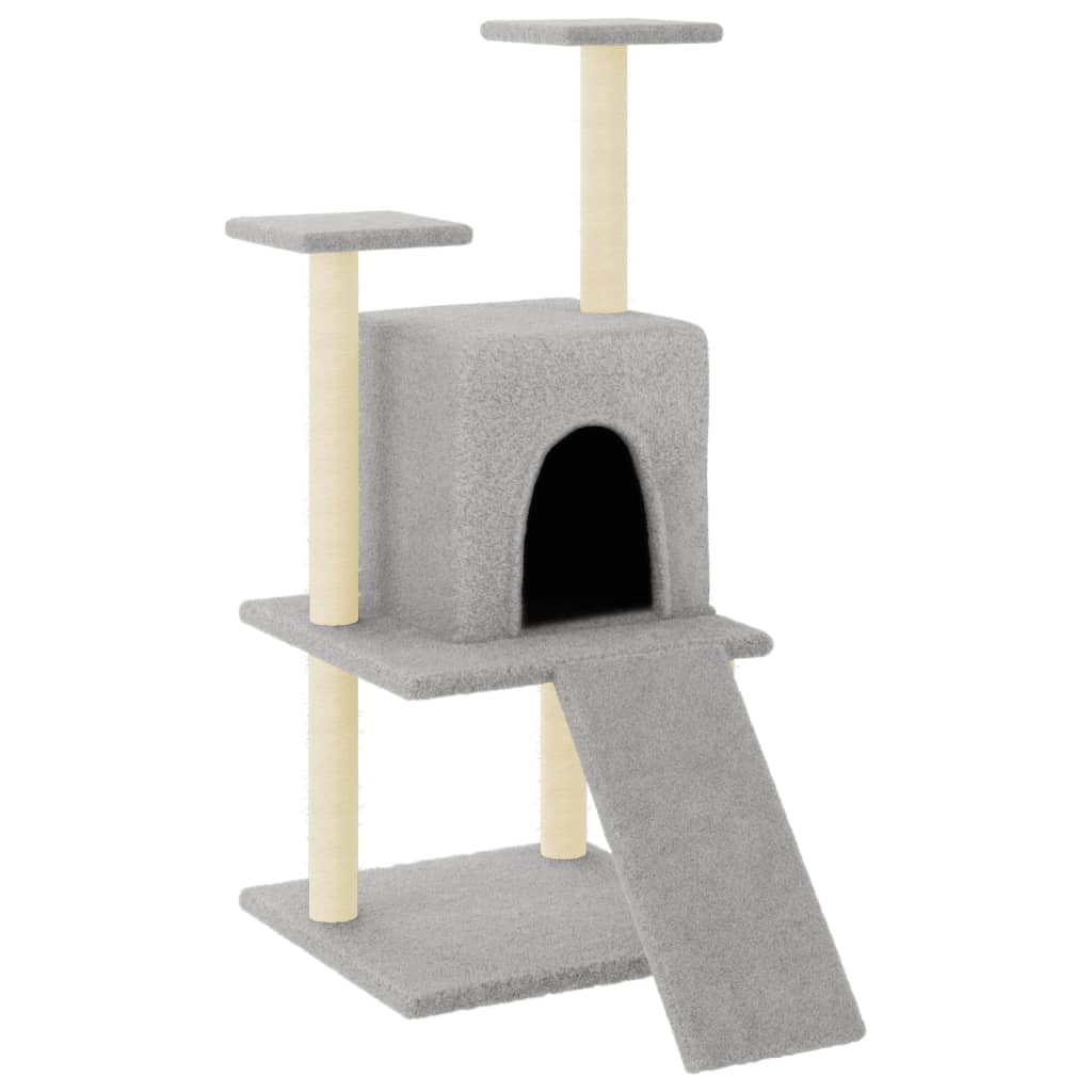 Rascador Para Gatos Con Postes De Sisal Gris Claro 110 Cm_0