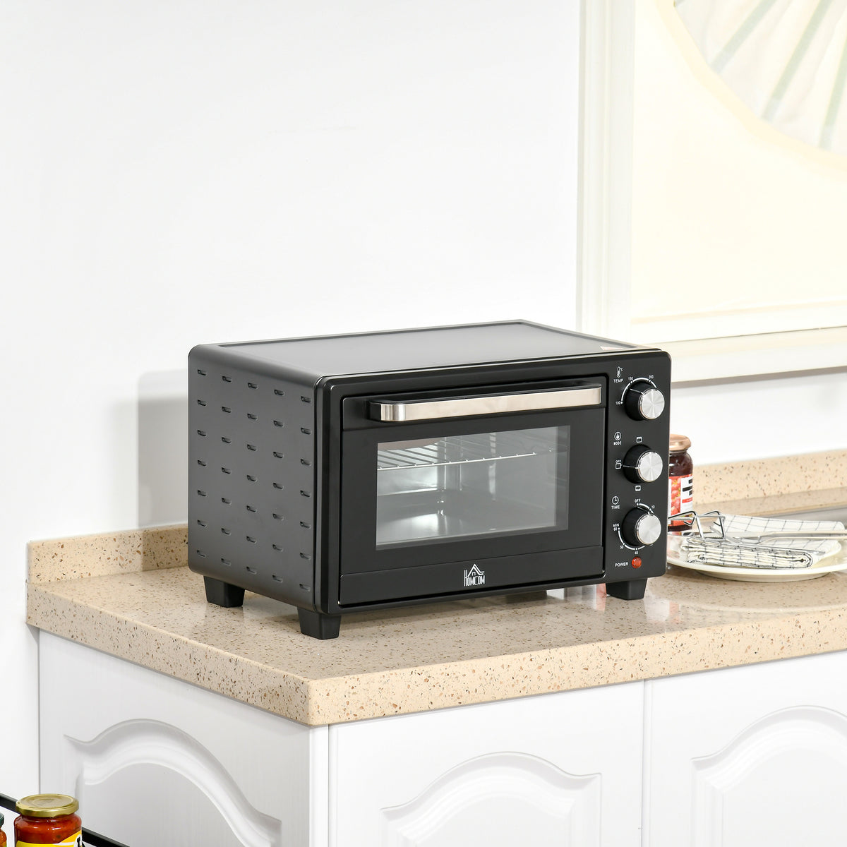 Homcom Horno Eléctrico De Sobremesa De 21l 1400w Con Temporizador Negro_1