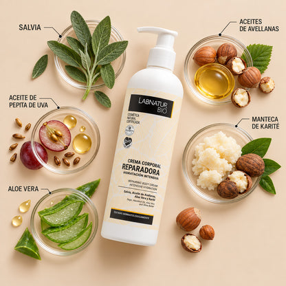 Crema Corporal Reparadora Labnatur Bio 400 ml | Salvia, Avellanas y Pepita de Uva | Piel Seca | Vegano_2