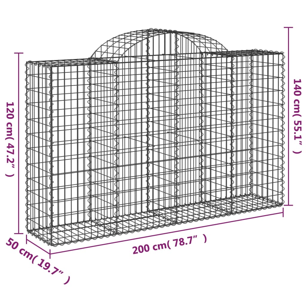 Cestas Gaviones 14 Uds Forma De Arco Hierro 200x50x120/140 Cm_5