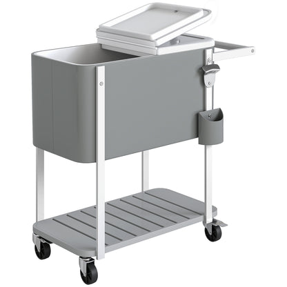 Carrito Nevera Outsunny Plástico, Acero Gris 84x38x83 Cm_0