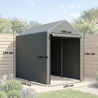 Outsunny Carpa Para Herramientas De Jardinería 1,2x1,8x1,65 M Gris Oscuro_2