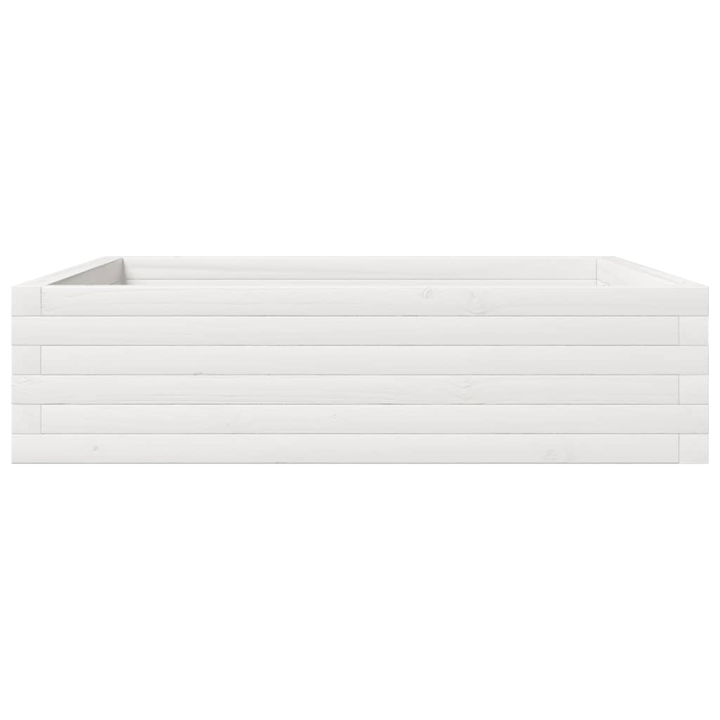 Jardinera De Madera Maciza De Pino Blanca 90x90x23 Cm_4